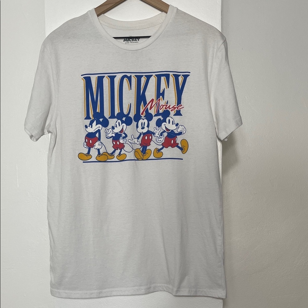 Disney Mickey Mouse White Tee with Blue and Red Accents